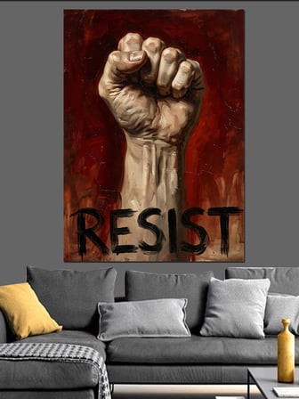 Resıst Yumruk Protesto Poster Dekoratif Kanvas - Mdf Ahşap Tablo