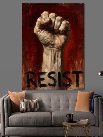 Resıst Yumruk Protesto Poster Dekoratif Kanvas - Mdf Ahşap Tablo