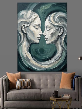 Soyut Kabartma Kadın Yüzleri Sanatsal Dekoratif Kanvas - Mdf Ahşap Tablo