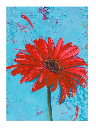 Kırmızı Çiçek Hediyelik Mdf Tablo 18cm X 27cm