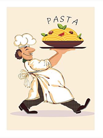 Makarna Yapan Aşçı Model Ahşap Tablo 50cmX 70cm