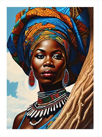 Afrikalı Kadın Modern Ahşap Tablo 35cm X50cm