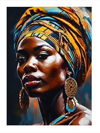 Afrikalı Kadın Model Ahşap Tablo 18cm X 27cm