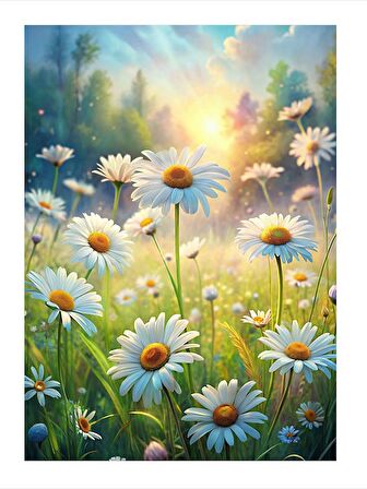 Papatyalar Dekoratif ahşap Tablo 18cm X 27cm