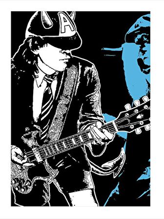 Ac Dc Angus Young Desenli Mdf Tablo 18cm X 27cm