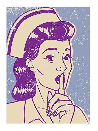 Pin Up Hemşire Tasarım Ahşap Tablo 50cmX 70cm
