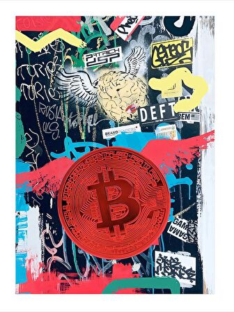 Bitcoin Temalı Hediyelik Ahşap Tablo 50cmX 70cm