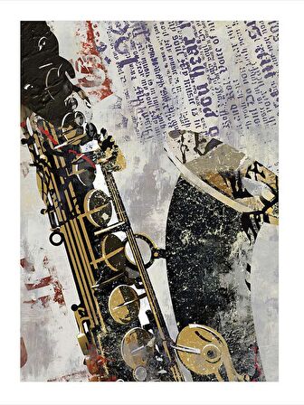 Jazz Zamanı Desenli Mdf Tablo 18cm X 27cm