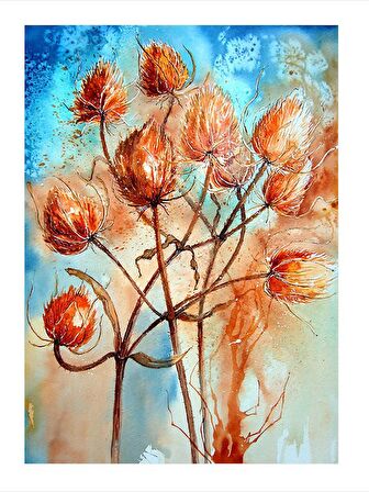 Kırmızı Çiçekler Dekoratif Mdf Tablo 35cm X50cm