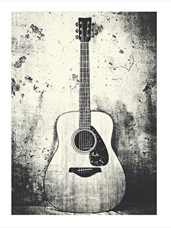 Akustik Gitar Dekoratif ahşap Tablo 18cm X 27cm