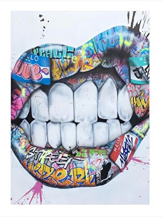 Pop Art Dudak Ve Diş Art Mdf Poster 18cm X 27cm