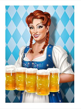 Retro Bira Servisi Desenli Mdf Tablo 18cm X 27cm