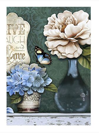 Vazodaki Çiçekler Dekoratif ahşap Tablo 35cm X50cm