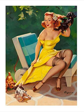 Eteği Açılan Pin Up Kadın Tasarım Mdf Tablo 25cmX 35cm
