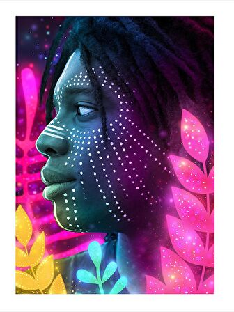 Esmer Adam Ve Çiçekler Modern Ahşap Tablo 18cm X 27cm