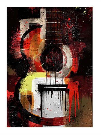 Akustik Gitar Dekoratif ahşap Tablo 50cmX 70cm