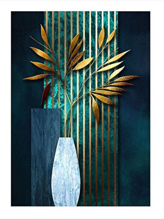 Vazodaki Çiçekler Modern Ahşap Tablo 35cm X50cm