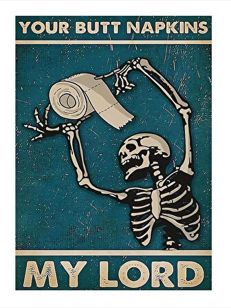 Tuvalet Kağıdı Tutan İskelet Desenli Mdf Tablo 25cmX 35cm