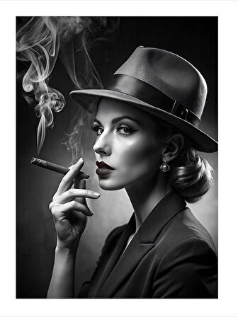 Sigara İçen Kadın Model Mdf tablo 18cm X 27cm
