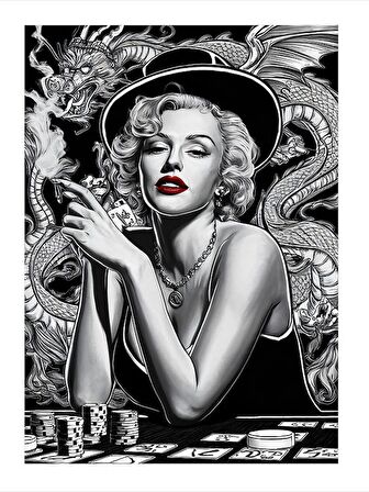 Kırmızı Rujlu Marilyn Monroe Desenli Mdf Tablo 18cm X 27cm