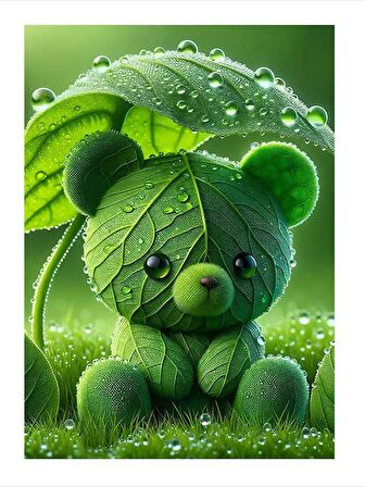 Yeşil Oyuncak Ayı Hediyelik Mdf Tablo 25cmX 35cm