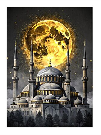 Dolunay Ve Ayasofya Dekoratif Mdf Tablo 18cm X 27cm