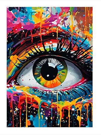 Renkli Göz Yağlıboya Mdf poster 25cmX 35cm
