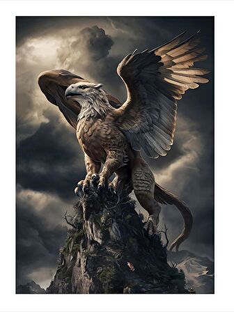 Griffin Dekoratif ahşap Tablo 18cm X 27cm