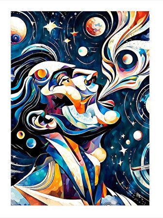 Soyut Adam Ve Duman Tasarım Mdf Tablo 18cm X 27cm