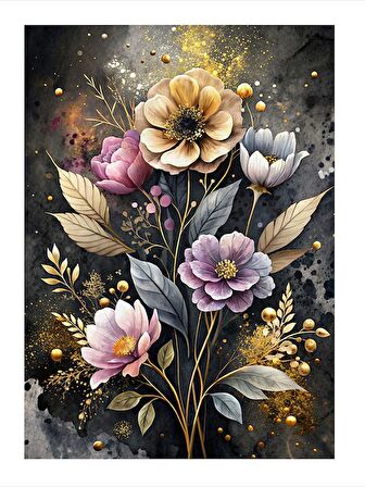 Renkli Çiçekler Modern Ahşap Tablo 50cmX 70cm