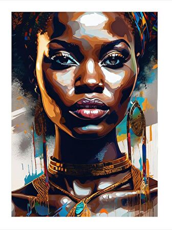 Afrikalı Kadın Desenli Mdf Tablo 18cm X 27cm