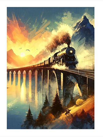 Köprü Ve Buharlı Tren Mdf Tablo 18cm X 27cm