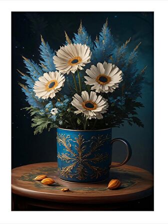 Lavantalar Ve Çiçekler Art Mdf Poster 50cmX 70cm