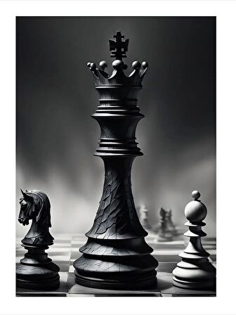 Şah At Ve Piyon Hediyelik Ahşap Tablo 35cm X50cm