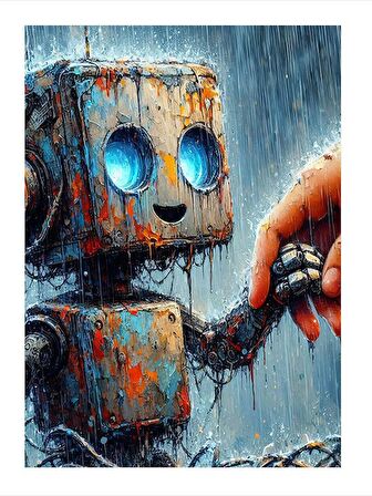 Küçük Robot Modern Mdf Tablo 50cmX 70cm