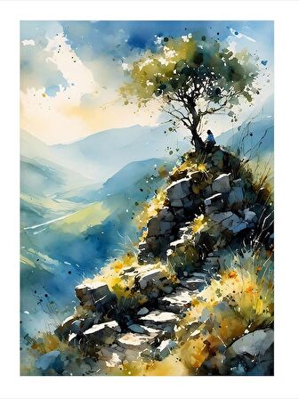Tepedeki Ağaç Hediyelik Mdf Tablo 50cmX 70cm