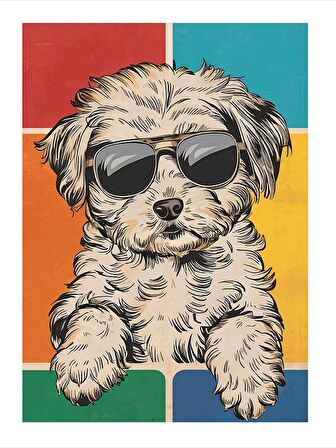 Gözlüklü Köpek Art Mdf Tablo 25cmX 35cm