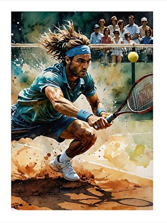 Tenis Oynayan Adam Dekoratif Mdf Tablo 18cm X 27cm