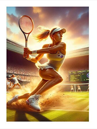 Tenis Oynayan Kadın Art Mdf Poster 18cm X 27cm