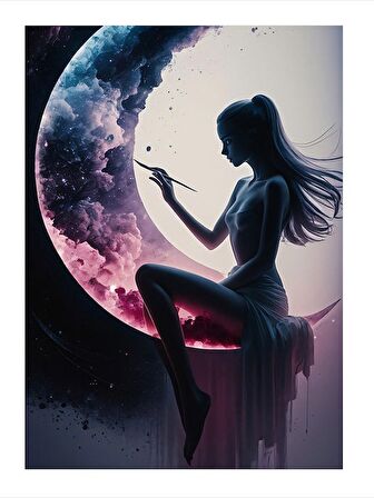 Ay Ve Kadın Modern Mdf Tablo 18cm X 27cm