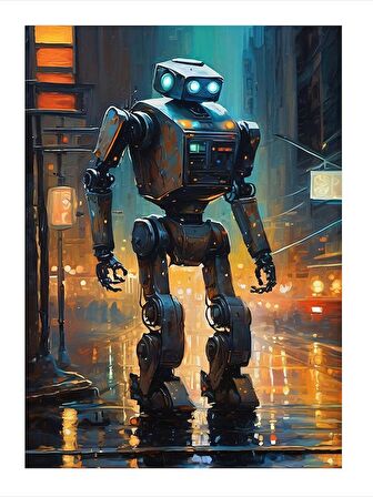 Şehirdeki Robot Mdf poster 35cm X50cm