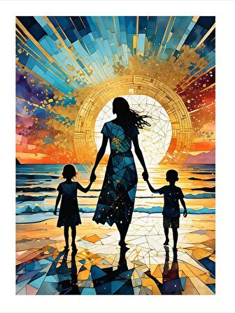 Kadın Ve Çocukları Art Mdf Poster 25cmX 35cm