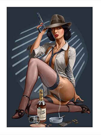 Dedektif Kadın Hediyelik Mdf Tablo 25cmX 35cm