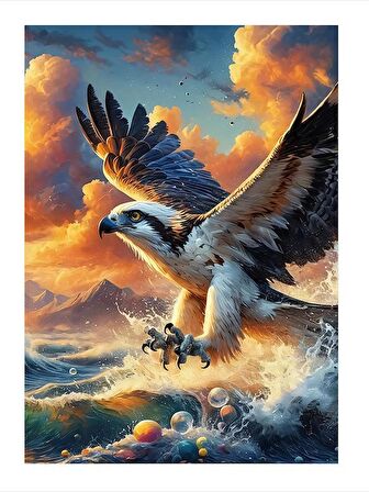 Uçan Şahin Desenli Mdf Tablo 18cm X 27cm