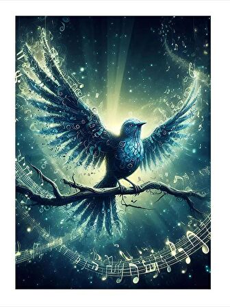 Kanatlarını Açmış Mavi Kuş  Tasarım Mdf Tablo 18cm X 27cm