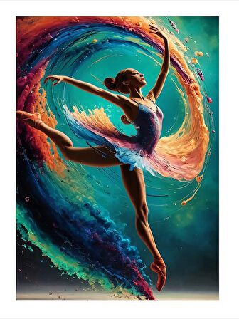 Renkli Fon Balerin Model Mdf tablo 18cm X 27cm