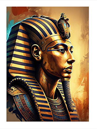 Mısır Firavunu Portresi Hediyelik Ahşap Tablo