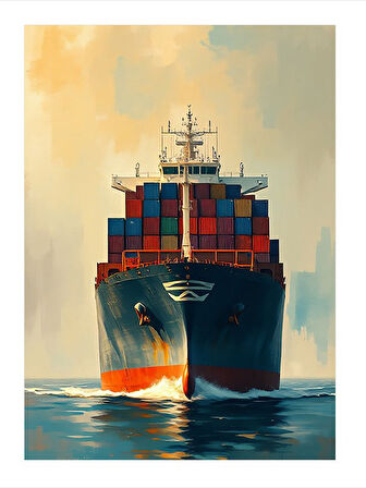 Yük Taşıyan Kargo Gemisi Mdf Tablo