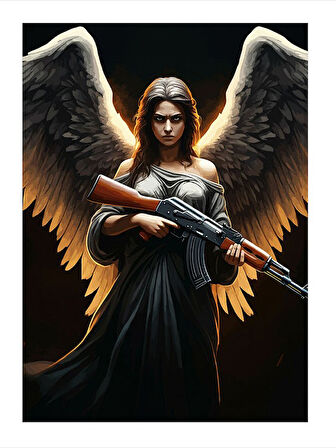 Silahlı Melek Savaşçı Modern Ahşap Tablo