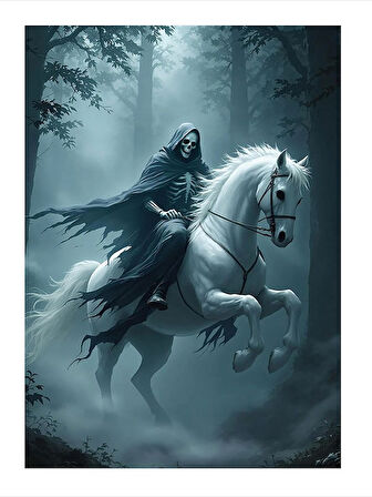 Beyaz Atlı Savaşçı Hediyelik Mdf Tablo